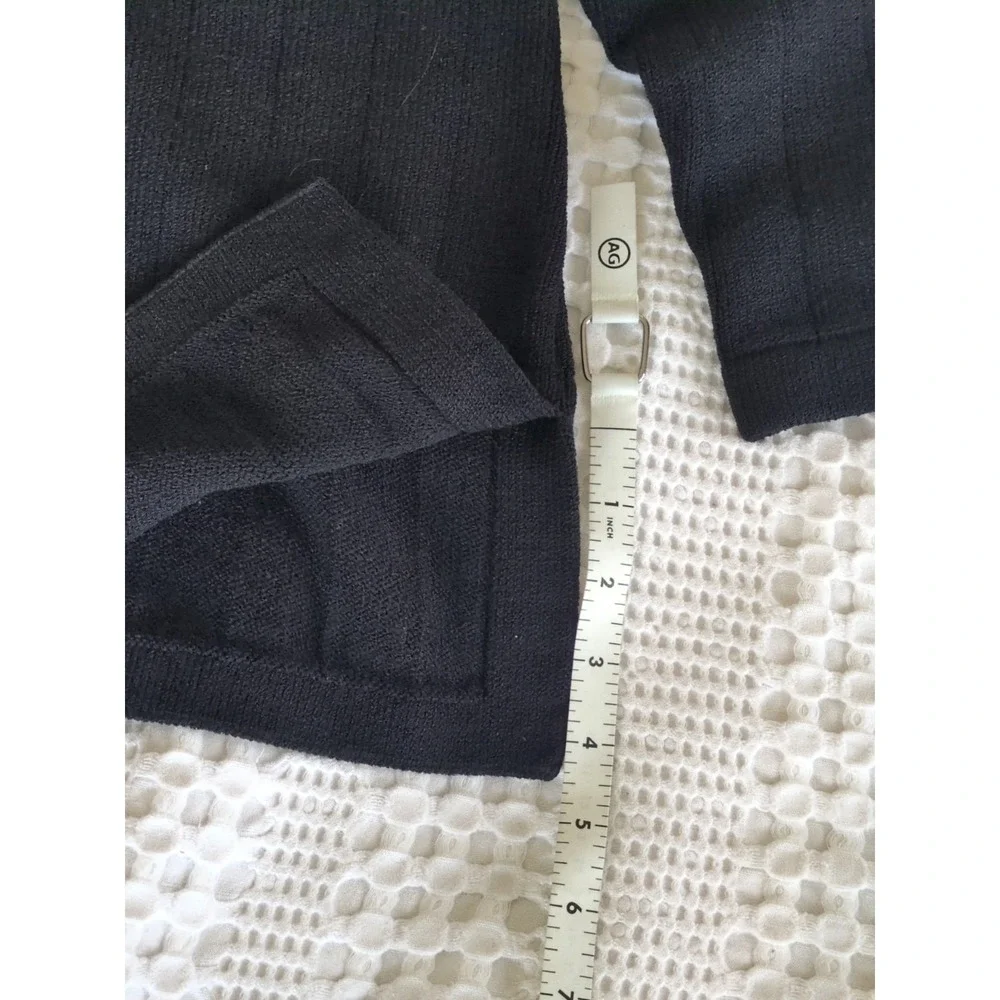 St John Basics Santana Knit Sweater Small Black Ribbed Pullover Side Slit 3/4‎
